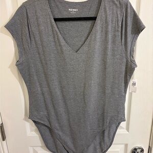 Old Navy Women's Gray V-Neck Short Sleeve Bodysuit